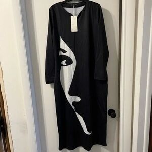 Tendency Black Graphic Maxi Dress